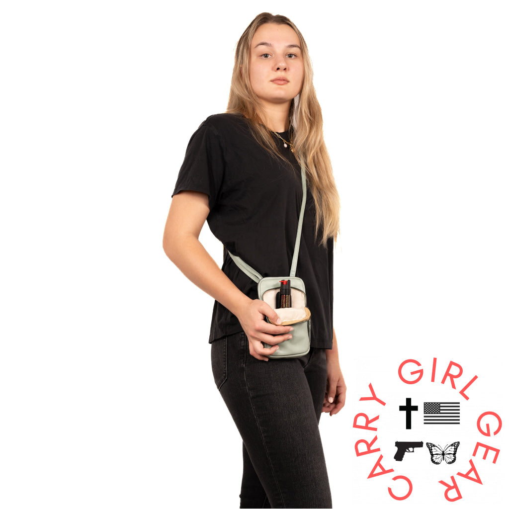 Shay Leather Rfid Crossbody By Lady Conceal For Tasers And Pepper Spray