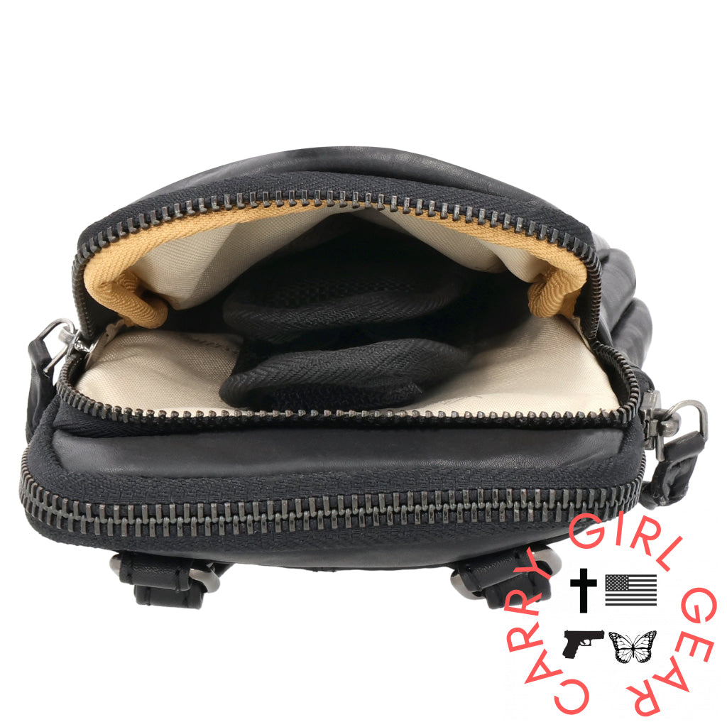 Shay Leather Rfid Crossbody By Lady Conceal For Tasers And Pepper Spray