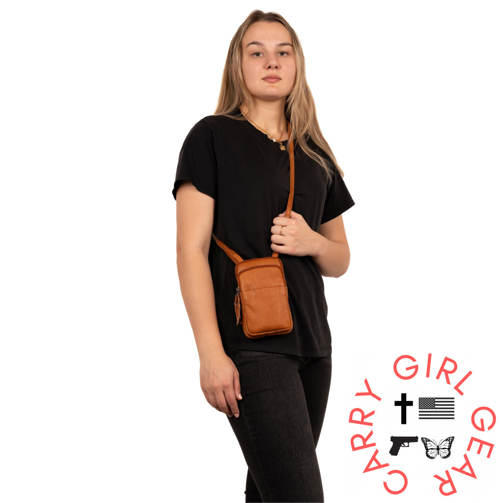 Shay Leather Rfid Crossbody By Lady Conceal For Tasers And Pepper Spray