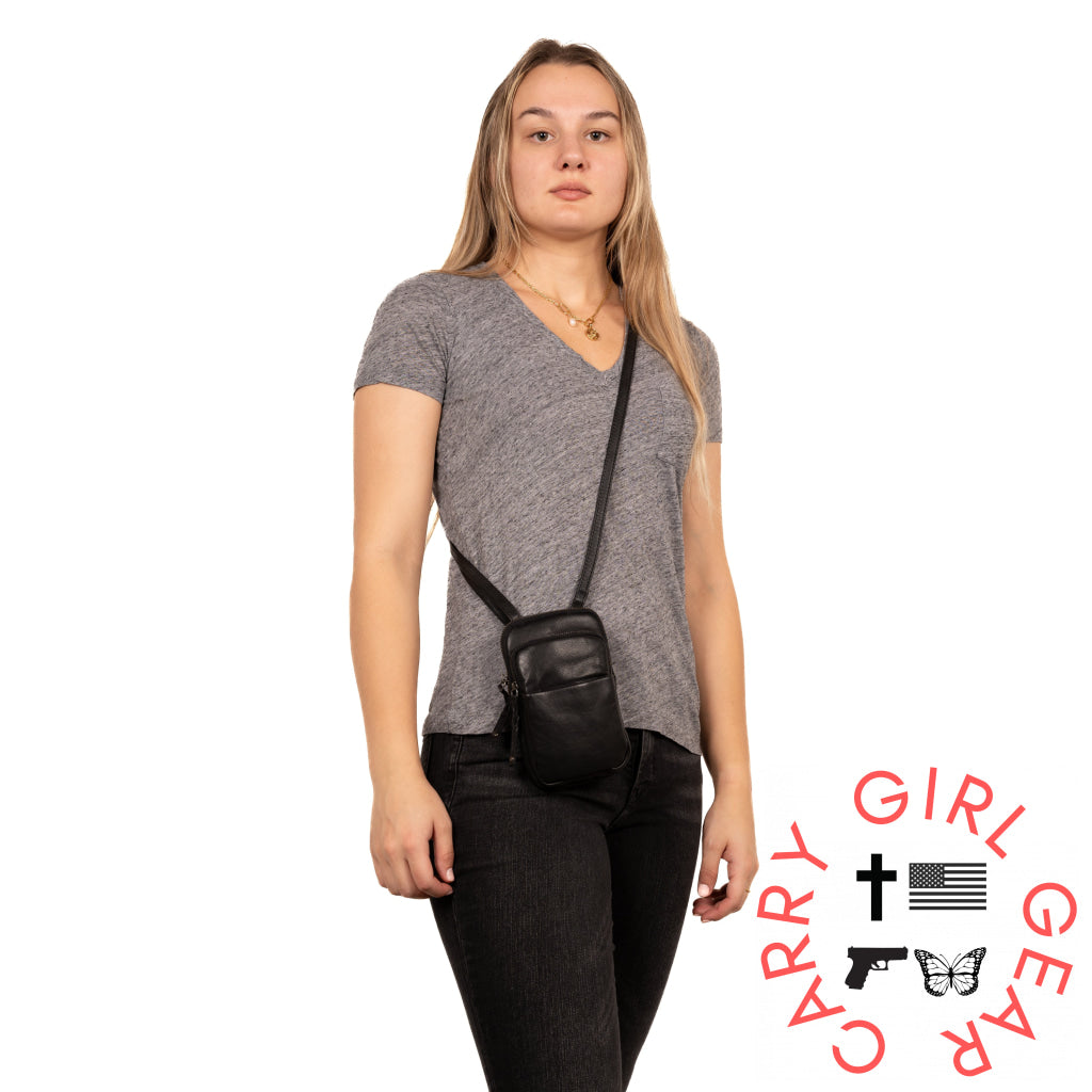 Shay Leather Rfid Crossbody By Lady Conceal For Tasers And Pepper Spray