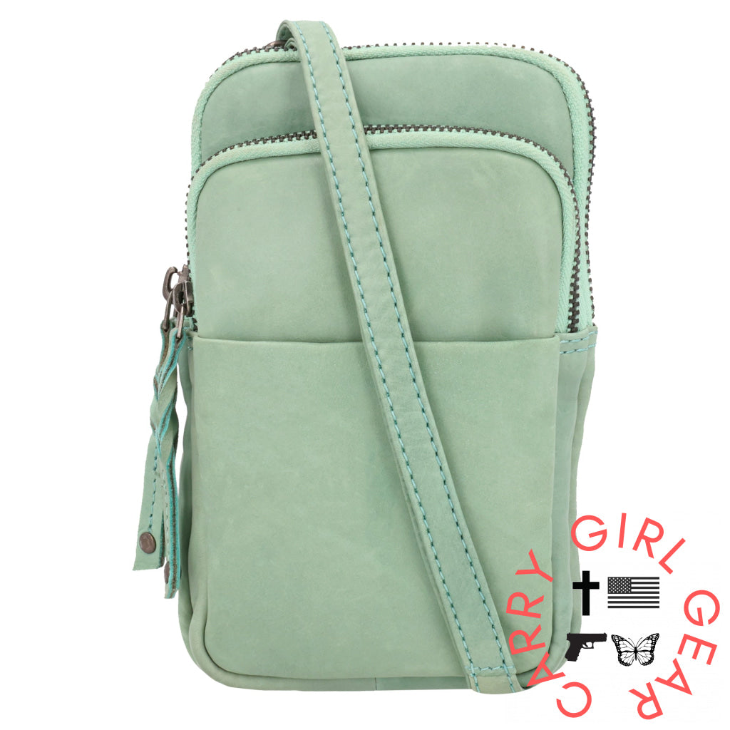 Shay Leather Rfid Crossbody By Lady Conceal For Tasers And Pepper Spray Mint