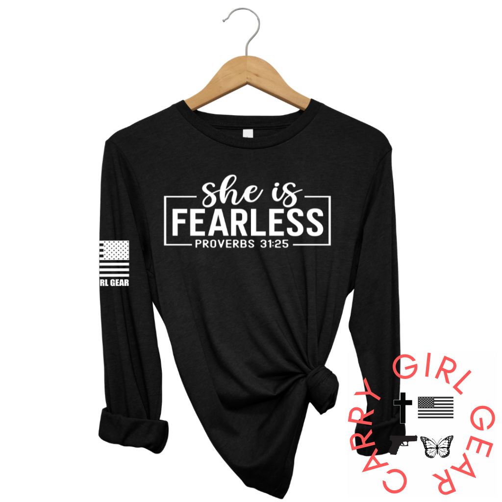 She Is Fearless Long Sleeve Black / Xs