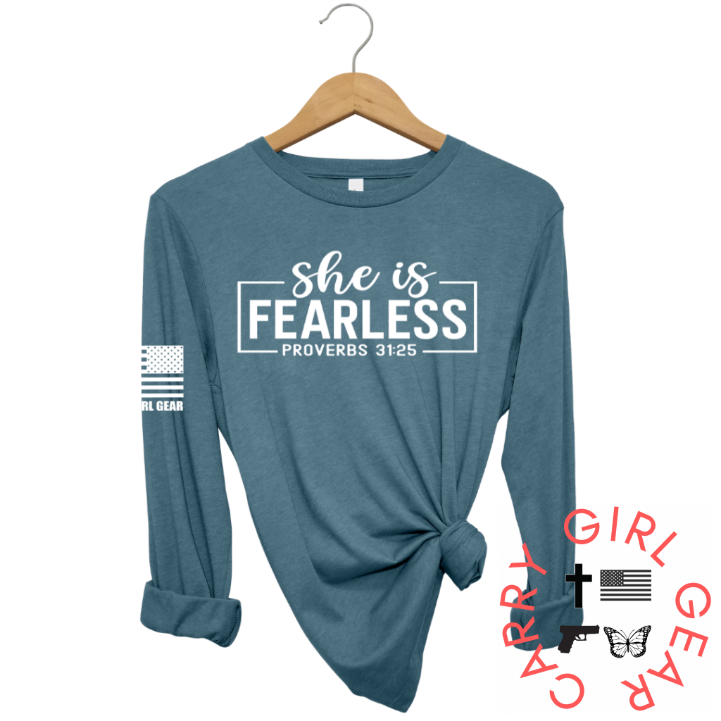 She Is Fearless Long Sleeve Deep Teal / Xs