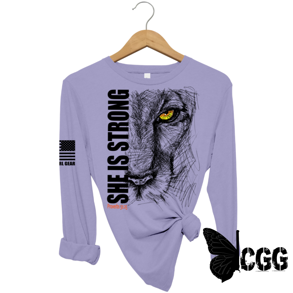 She Is Strong Long Sleeve Lavender / Xs