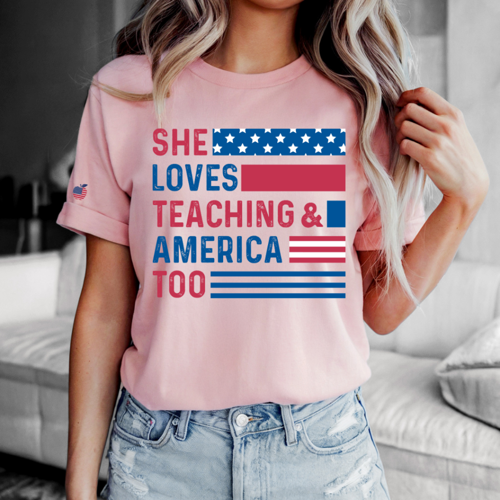 SHE LOVES TEACHING TEE Pink / XS / UNISEX TEE T-Shirts