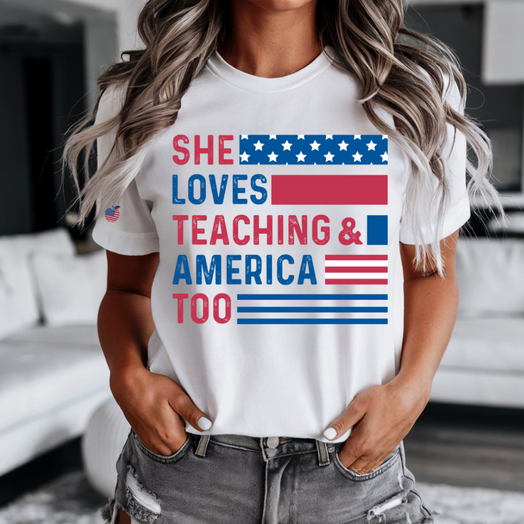 SHE LOVES TEACHING TEE White / XS / UNISEX TEE T-Shirts