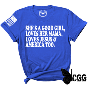 Shes A Good Girl Tee Xs / Royal Blue Unisex Cut Cgg Perfect Tee
