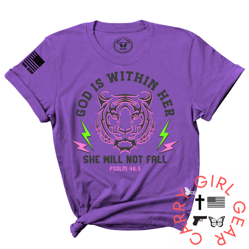 SHE WILL NOT FALL TEE XS / ROYAL PURPLE / UNISEX CUT CGG PERFECT TEE