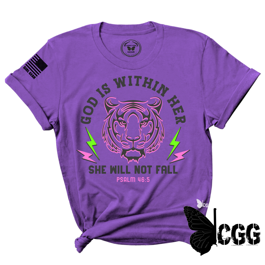 SHE WILL NOT FALL TEE XS / ROYAL PURPLE / UNISEX CUT CGG PERFECT TEE