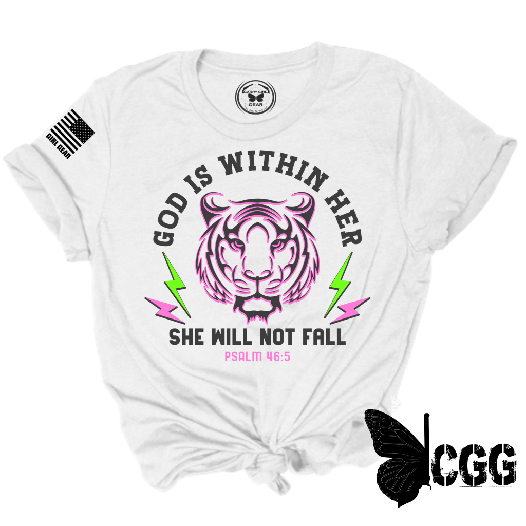 SHE WILL NOT FALL TEE XS / WHITE / UNISEX CUT CGG PERFECT TEE