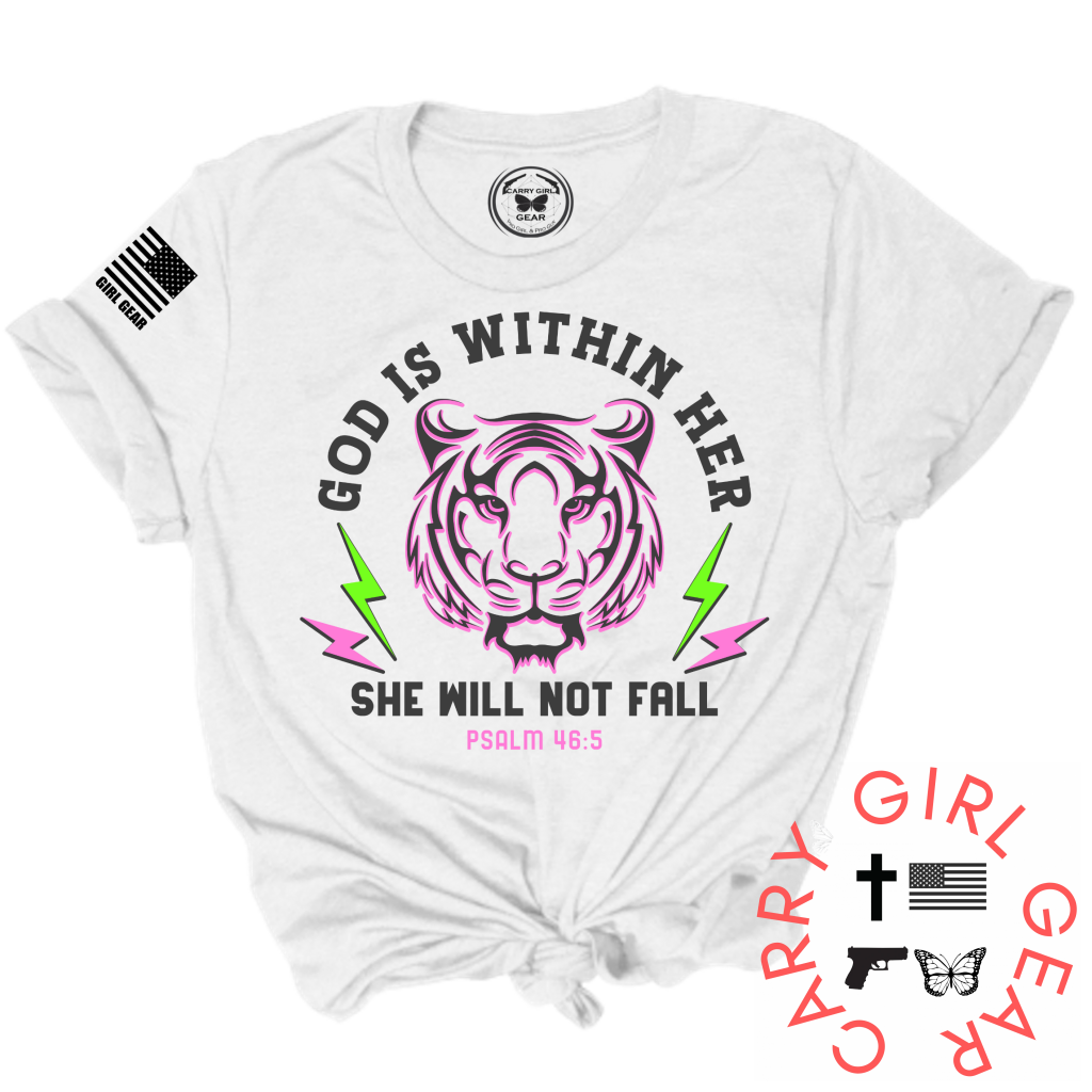 SHE WILL NOT FALL TEE XS / WHITE / UNISEX CUT CGG PERFECT TEE