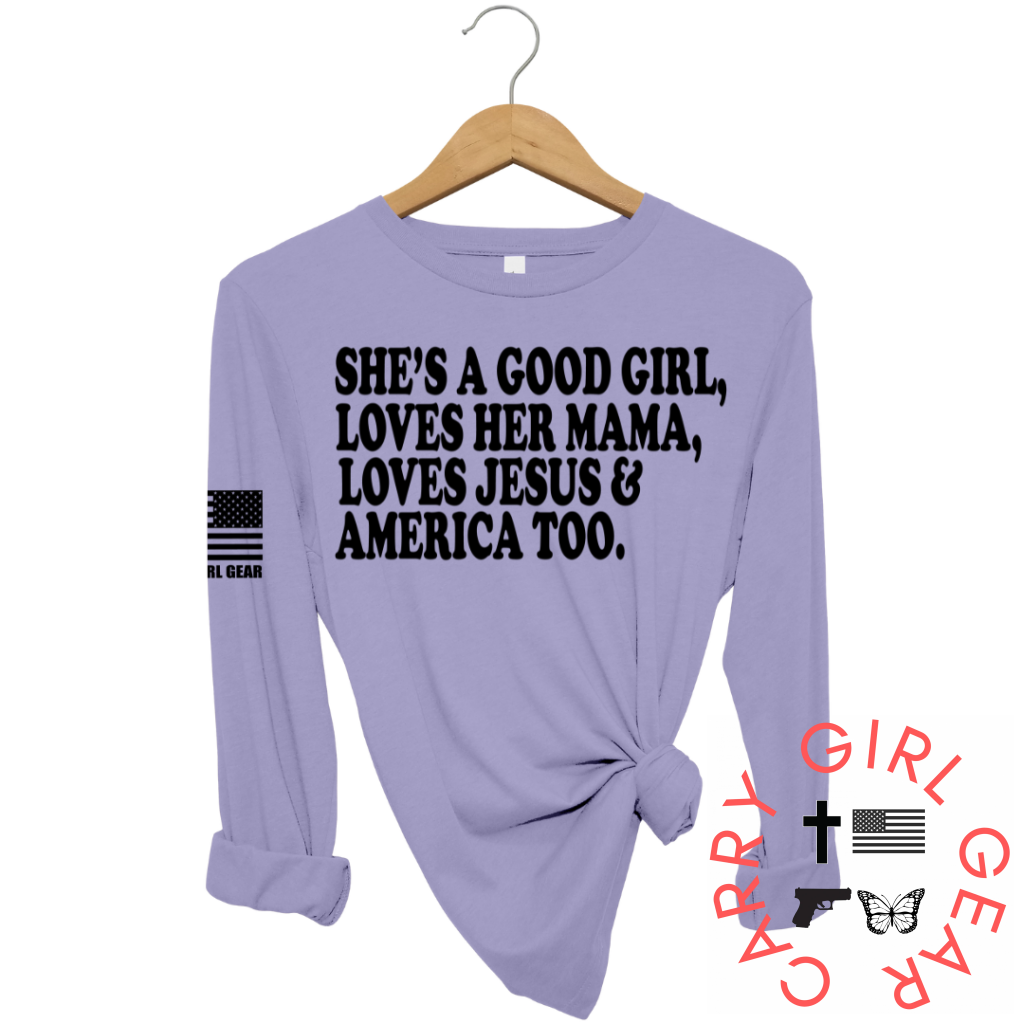 Shes A Good Girl Long Sleeve Lavender / Xs