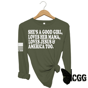 Shes A Good Girl Long Sleeve Olive / Xs