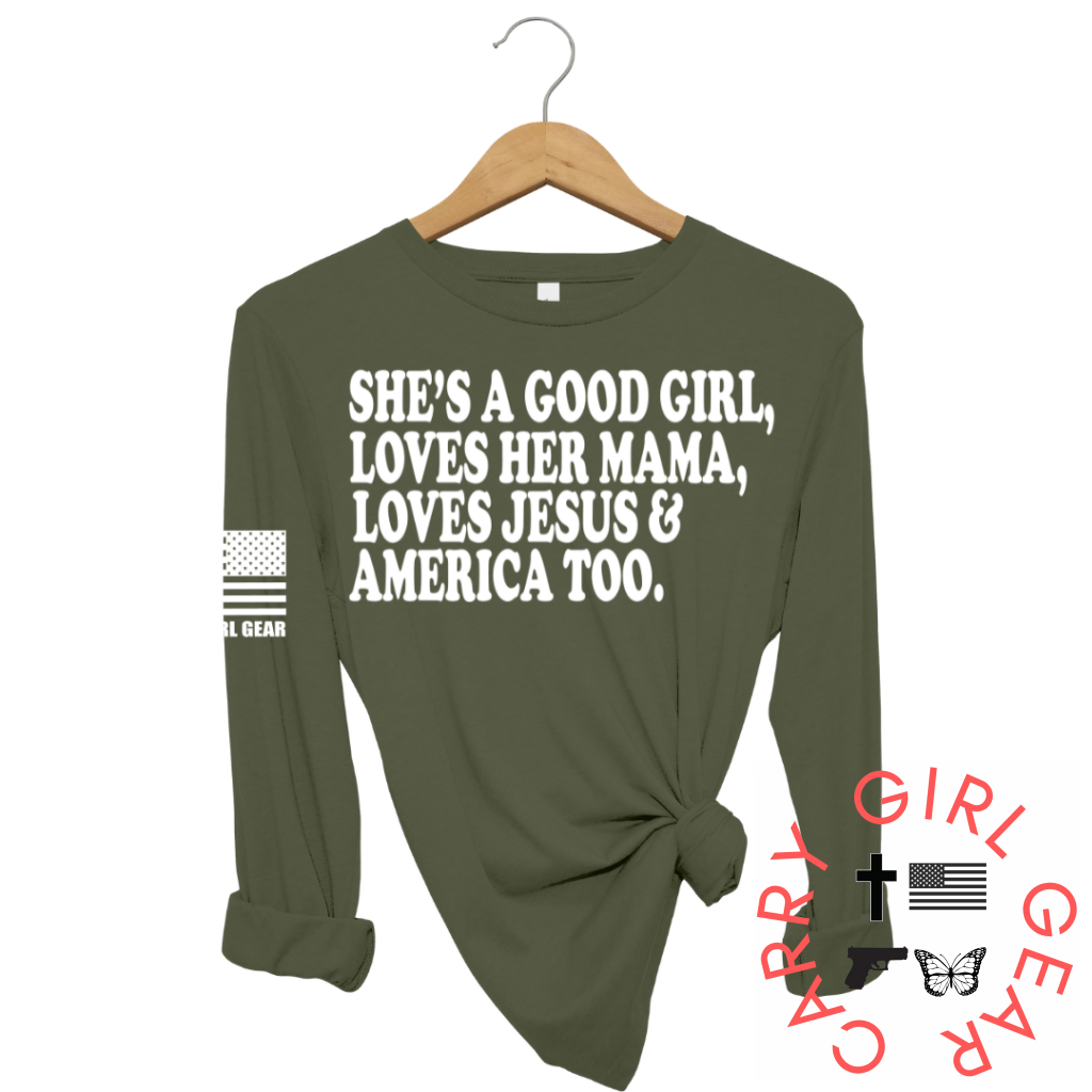 Shes A Good Girl Long Sleeve Olive / Xs