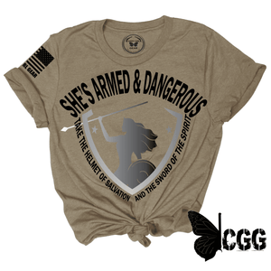 Shes Armed & Dangerous Tee Xs / Latte Unisex Cut Cgg Perfect Tee