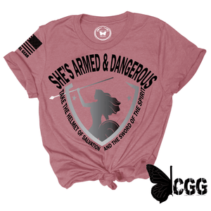 Shes Armed & Dangerous Tee Xs / Mauve Unisex Cut Cgg Perfect Tee