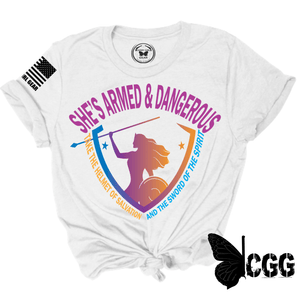 Shes Armed & Dangerous Tee Xs / White Unisex Cut Cgg Perfect Tee