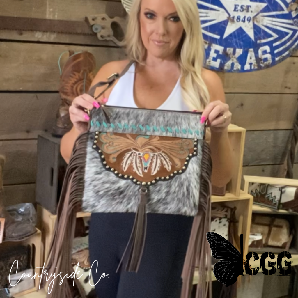 Sierra Cowhide Fringe Concealed Carry Purse