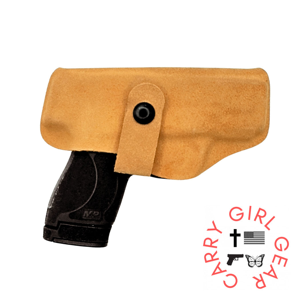 Sig P365-XMacro with Red Dot Optic Flashbang Bra Holster Suede Wrapped Teddy Tawny / Right Hand Flashbang - By Gun Fit