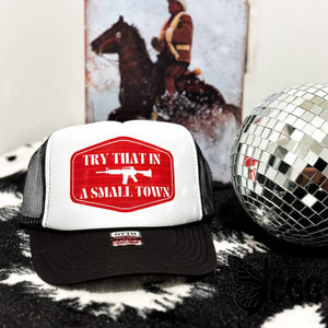 Small Town Trucker Black White & Red