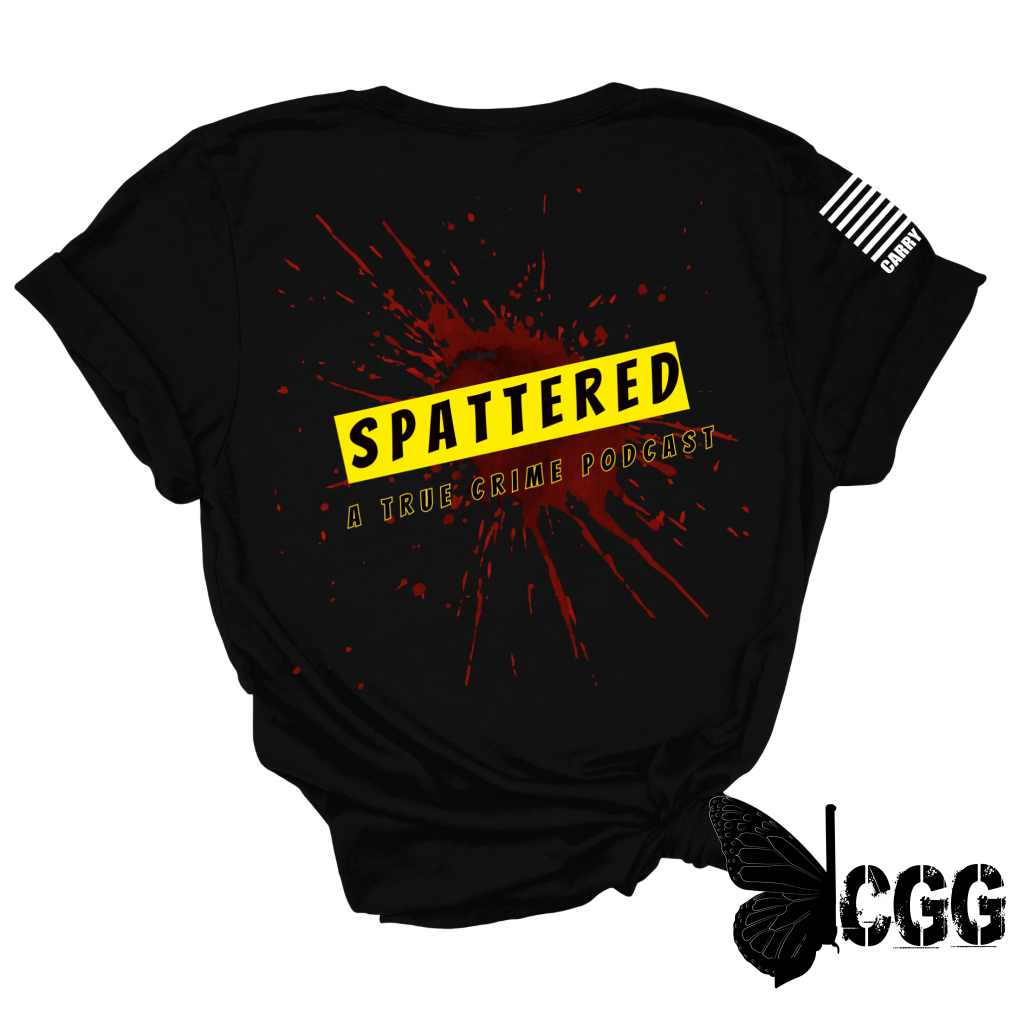Spattered Podcast Blood Spatter Tee Xs / Black Unisex Cut Cgg Perfect