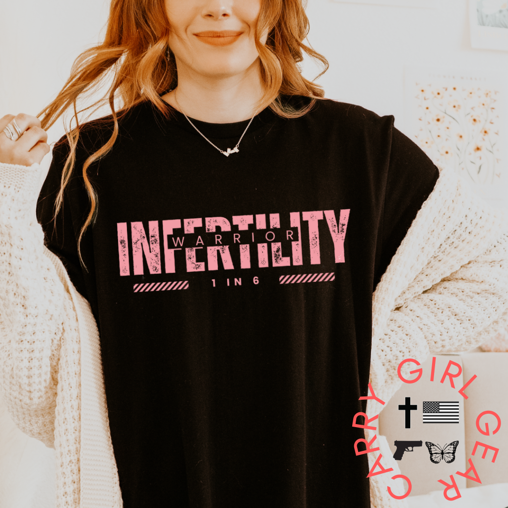 STILL FIGHTING TEE - Infertility Awareness SM / BLACK / UNISEX CUT CGG PERFECT TEE