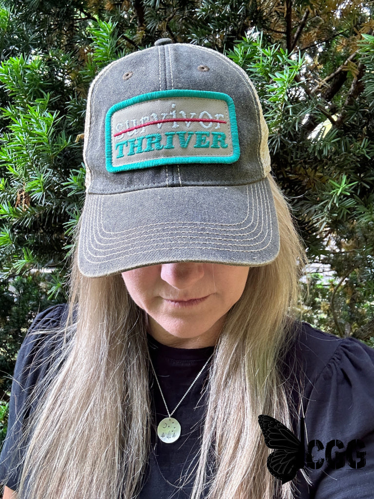 Survivor Thriver Distressed Snap Back Trucker Hat