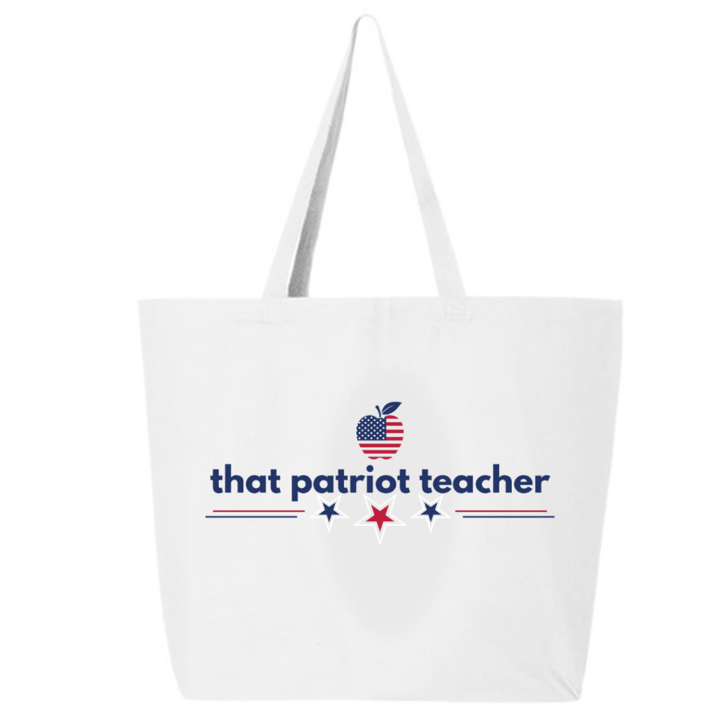 THAT PATRIOT TEACHER TOTE White