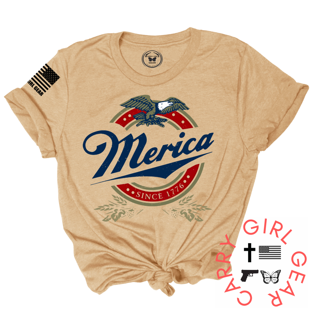 THE MERICA TEE XS / HEATHER CREAM / UNISEX CUT CGG PERFECT TEE
