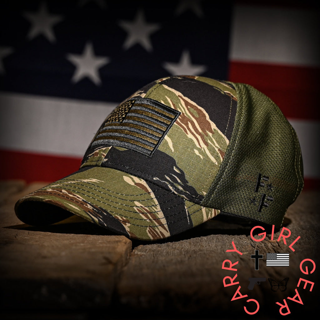 Tiger Stripe & Od Mesh American Flag Ball Cap Hats