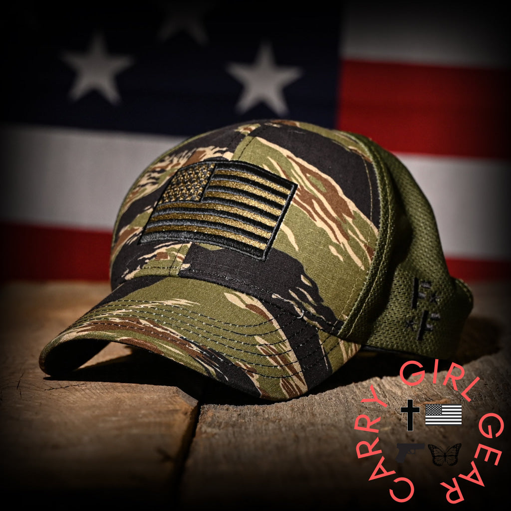 Tiger Stripe & Od Mesh American Flag Ball Cap Hats