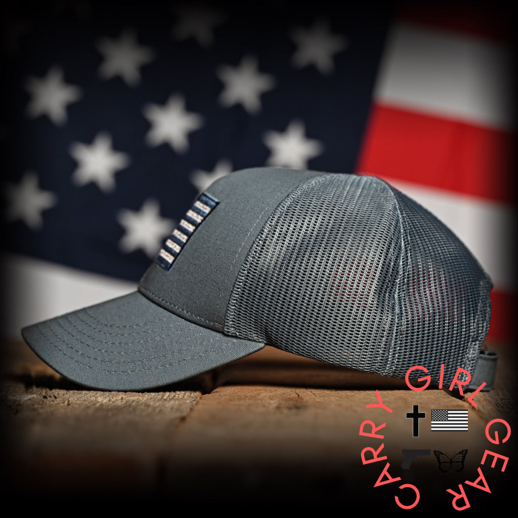 Tonal Blue-Gray American Flag Hat Hats
