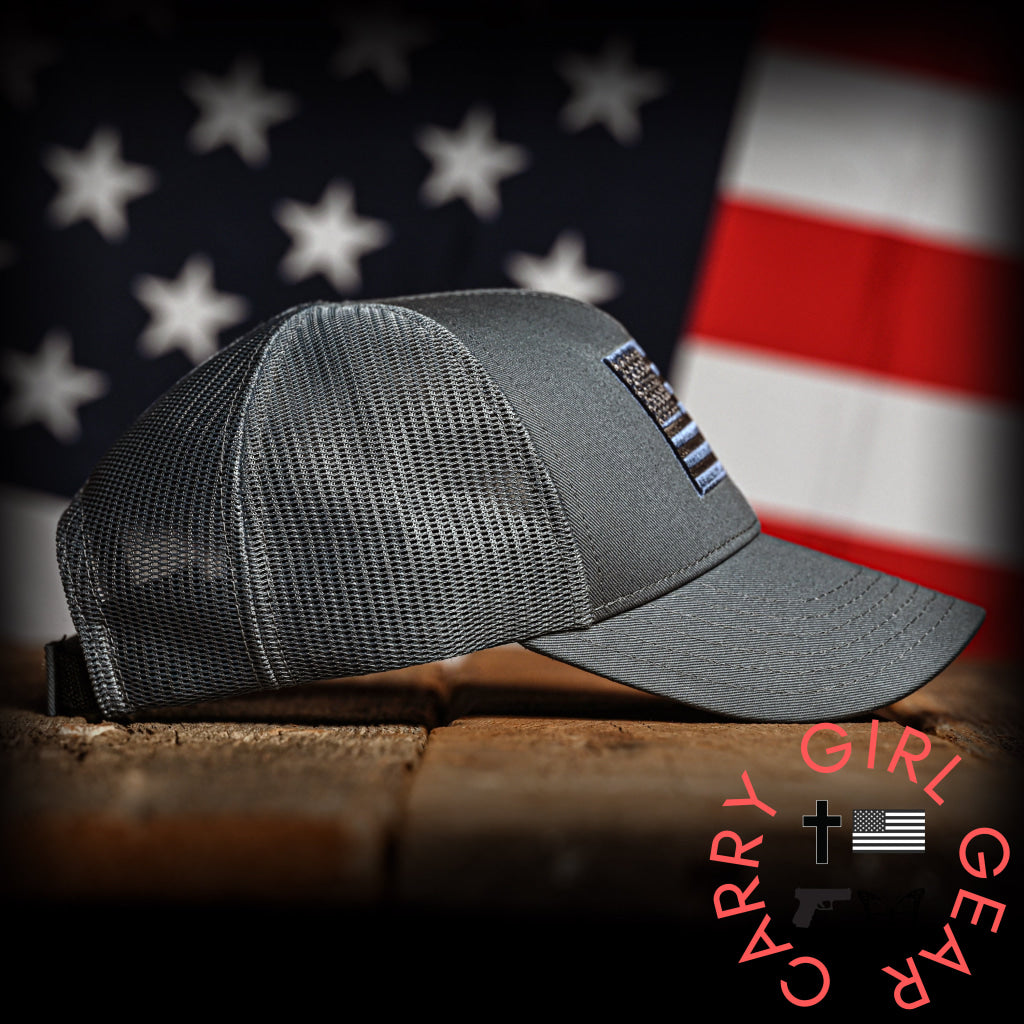 Tonal Blue-Gray American Flag Hat Hats