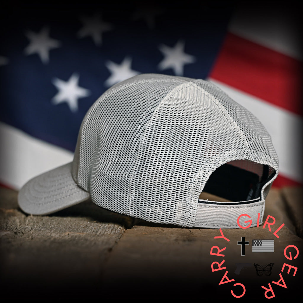 Tonal Light Gray American Flag Hat Hats