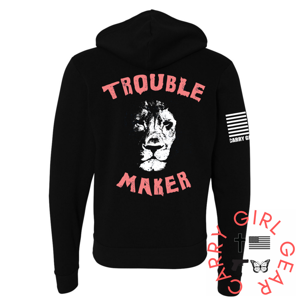 Trouble Maker Zippered Hoodie Black / Xs