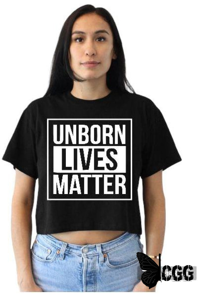 Unborn Lives Matter Design Black Crop Tee / Small Shirt