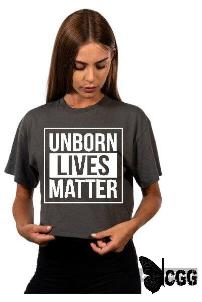 Unborn Lives Matter Design Dark Gray Crop Tee / Small Shirt