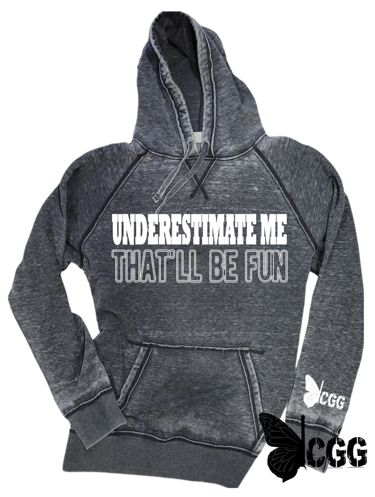 Underestimate Me Distressed Hoodie Sm / Dark Smoke