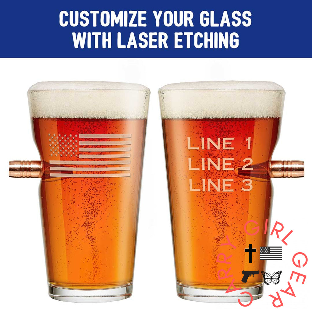 Us Flag Pint Glass - 16Oz Handmade