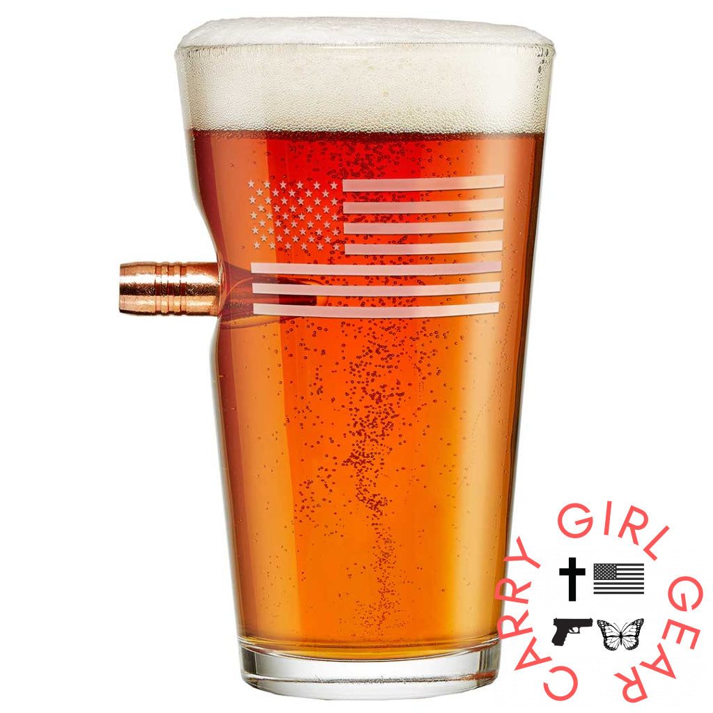Us Flag Pint Glass - 16Oz No Handmade