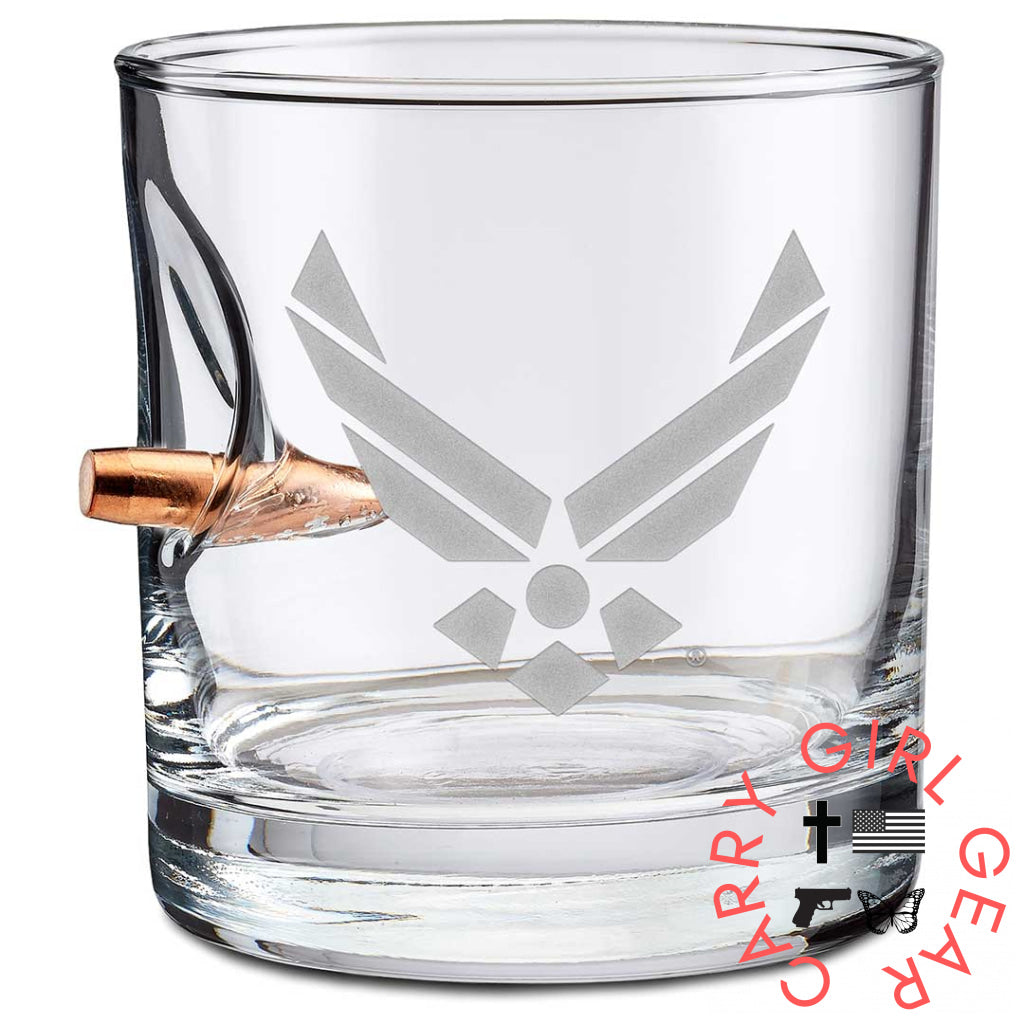 Us Military Glasses Bullet / Air Force 11Oz Rocks Glass Handmade