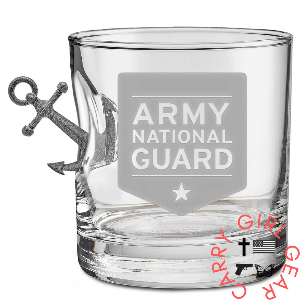 Us Military Glasses Anchor / Army National Guard 11Oz Rocks Glass Handmade
