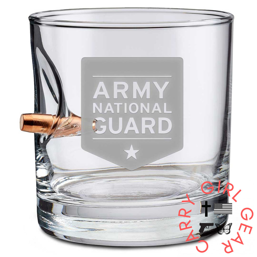 Us Military Glasses Bullet / Army National Guard 11Oz Rocks Glass Handmade