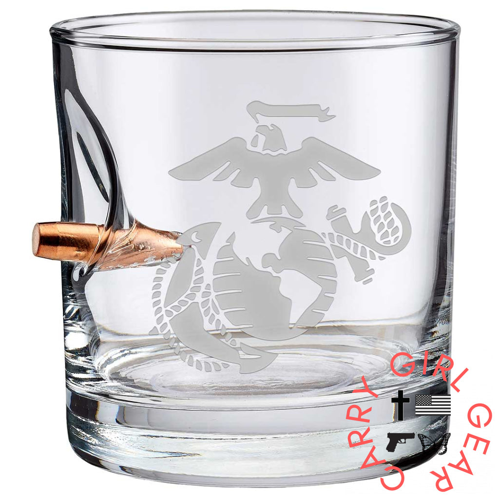 Us Military Glasses Bullet / Marine Corps 11Oz Rocks Glass Handmade