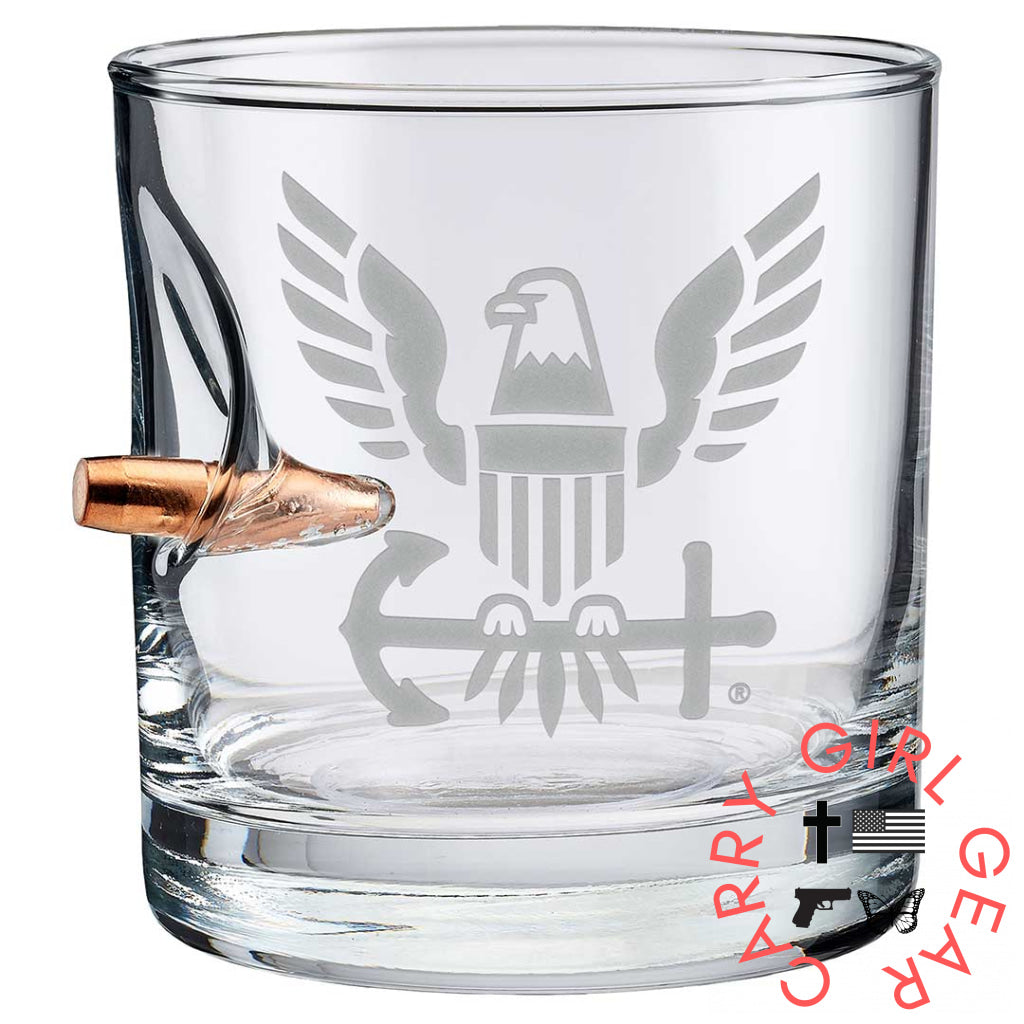 Us Military Glasses Bullet / Navy 11Oz Rocks Glass Handmade