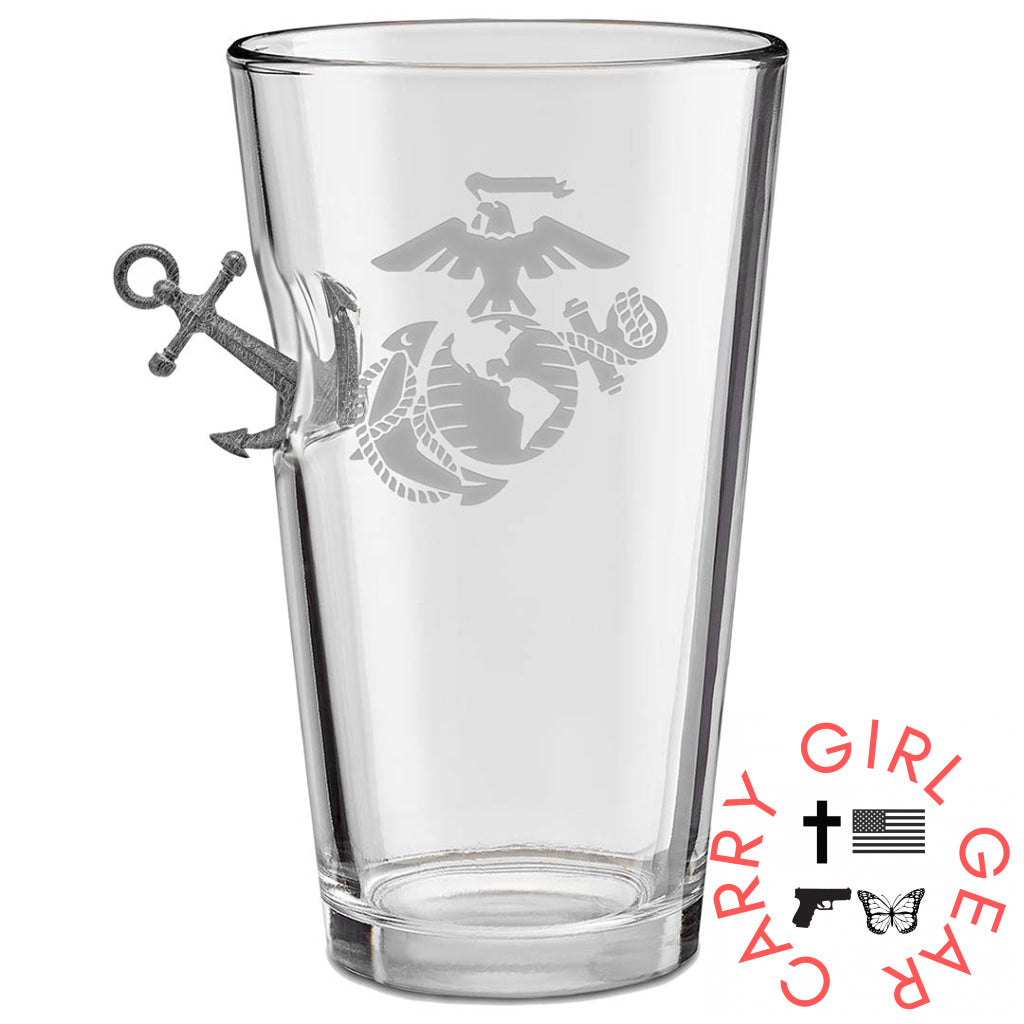 Us Military Glasses Anchor / Marine Corps 16Oz Pint Glass Handmade