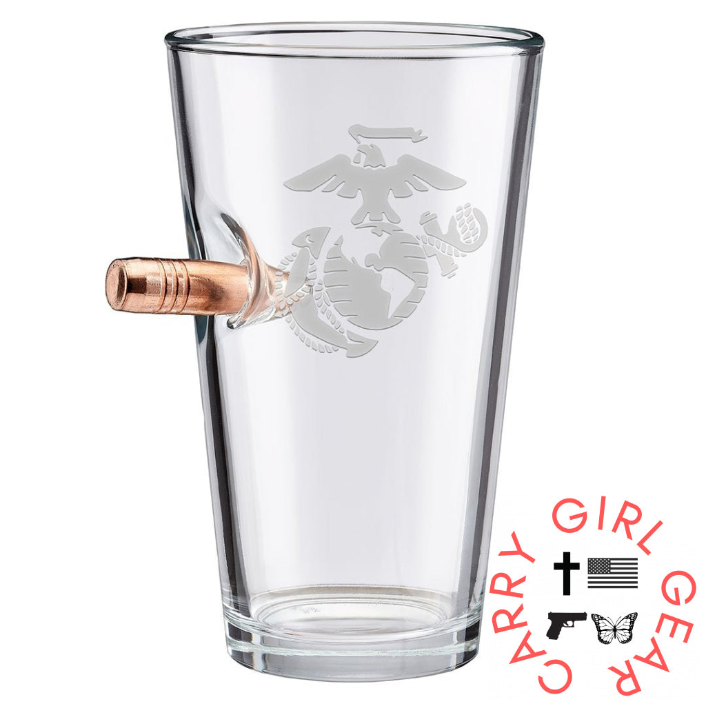 Us Military Glasses Bullet / Marine Corps 16Oz Pint Glass Handmade