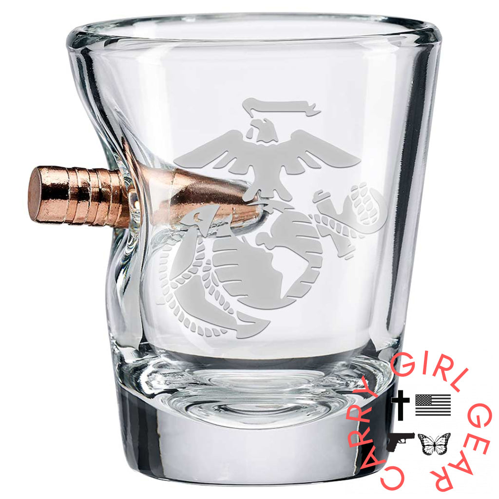 Us Military Glasses Bullet / Marine Corps 2Oz Shot Glass Handmade