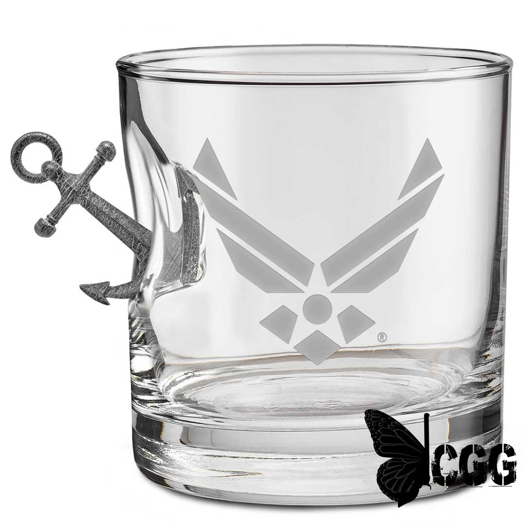 Us Military Glasses Anchor / Air Force 11Oz Rocks Glass Handmade