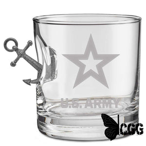 Us Military Glasses Anchor / Army 11Oz Rocks Glass Handmade